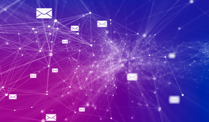 Abstract purple background with email icons
