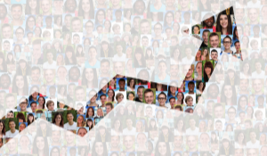 collage of people with growth arrow in middle