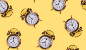 alarm clock pattern on yellow background